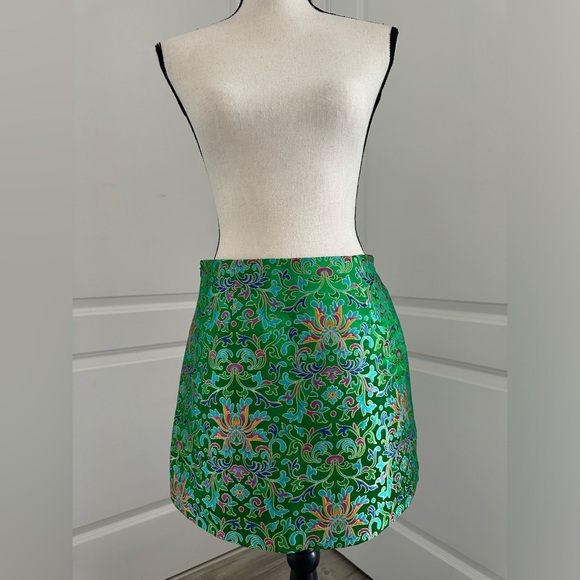 Kim Shui Green skirt with Pink and Orange Design